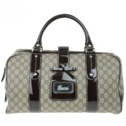 Pre Owned Gucci Monogram Guccissima Leather Large Boston Bag
