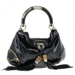 مملوكة مسبقًا Gucci Black Patent Leather Indy Hobo