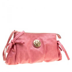Pre Owned Gucci Pink Guccissima Leather Large Hysteria Clutch