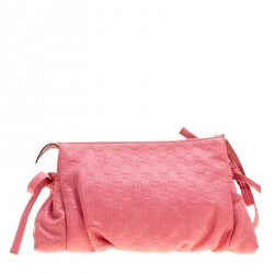 Pre Owned Gucci Pink Guccissima Leather Large Hysteria Clutch