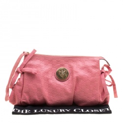 Pre Owned Gucci Pink Guccissima Leather Large Hysteria Clutch