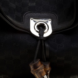 Pre Owned Gucci Black GG Canvas Medium Babouska Indy Top Handle Bag