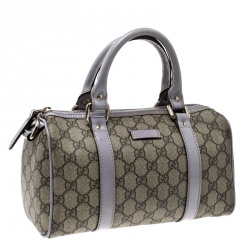 Pre Owned Gucci Beige/Lilac GG Supreme Canvas and Leather Small Joy Boston Bag