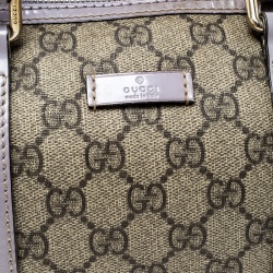 Pre Owned Gucci Beige/Lilac GG Supreme Canvas and Leather Small Joy Boston Bag