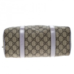 Pre Owned Gucci Beige/Lilac GG Supreme Canvas and Leather Small Joy Boston Bag