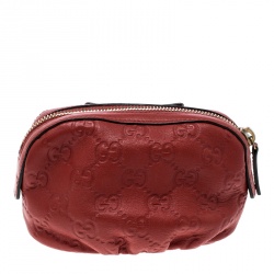 مملوكة مسبقًا حقيبة مكياج صغيرة غوتشي جلد غوتشيسيما حمراء