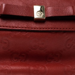 مملوكة مسبقًا حقيبة مكياج صغيرة غوتشي جلد غوتشيسيما حمراء