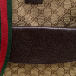 Pre Owned Gucci Beige/Brown GG Canvas Web Messenger Bag