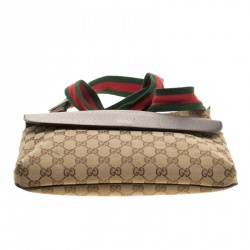 Pre Owned Gucci Beige/Brown GG Canvas Web Messenger Bag
