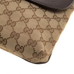 Pre Owned Gucci Beige/Brown GG Canvas Web Messenger Bag