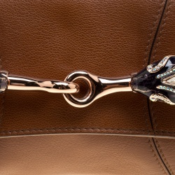 مملوكة مسبقًا Gucci Cognac Leather Limited Edition Tom Ford Snake Horsebit Web Chain Clutch