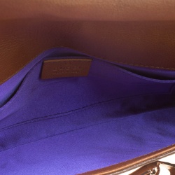 مملوكة مسبقًا Gucci Cognac Leather Limited Edition Tom Ford Snake Horsebit Web Chain Clutch