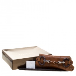 مملوكة مسبقًا Gucci Cognac Leather Limited Edition Tom Ford Snake Horsebit Web Chain Clutch