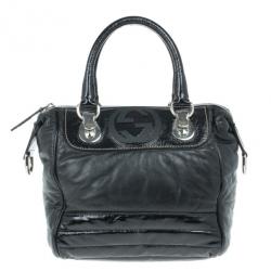 Pre Owned Gucci Black Snow Glam Small Boston Bag
