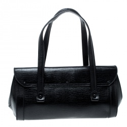 Pre Owned Gucci Black Leather Bamboo Bullet Satchel