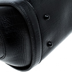 Pre Owned Gucci Black Leather Bamboo Bullet Satchel