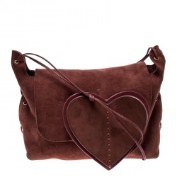 Pre Owned حقيبة كتف غوتشي هارت سويدي حمراء