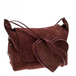 Pre Owned حقيبة كتف غوتشي هارت سويدي حمراء