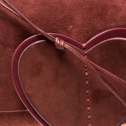 Pre Owned حقيبة كتف غوتشي هارت سويدي حمراء