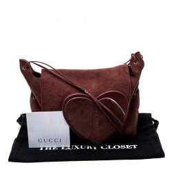 Pre Owned حقيبة كتف غوتشي هارت سويدي حمراء