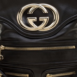 Pre Owned Gucci Black Leather Britt Messenger Bag