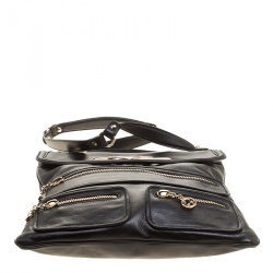 Pre Owned Gucci Black Leather Britt Messenger Bag