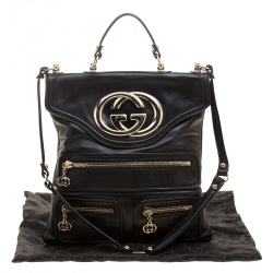 Pre Owned Gucci Black Leather Britt Messenger Bag