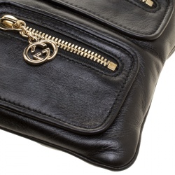 Pre Owned Gucci Black Leather Britt Messenger Bag