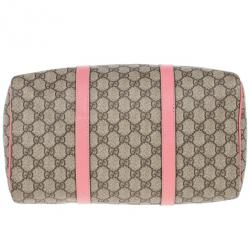 Pre Owned Gucci Pink Web Original GG Canvas Boston Bag