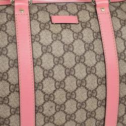 Pre Owned Gucci Pink Web Original GG Canvas Boston Bag