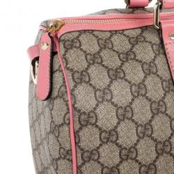 Pre Owned Gucci Pink Web Original GG Canvas Boston Bag