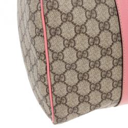 Pre Owned Gucci Pink Web Original GG Canvas Boston Bag