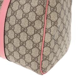 Pre Owned Gucci Pink Web Original GG Canvas Boston Bag