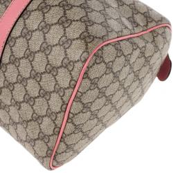 Pre Owned Gucci Pink Web Original GG Canvas Boston Bag