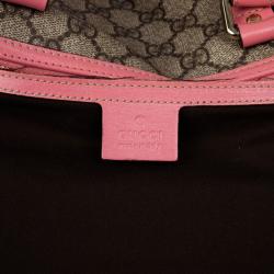 Pre Owned Gucci Pink Web Original GG Canvas Boston Bag