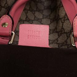 Pre Owned Gucci Pink Web Original GG Canvas Boston Bag
