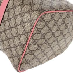 Pre Owned Gucci Pink Web Original GG Canvas Boston Bag