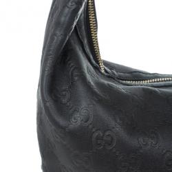 Pre Owned Gucci Black Guccissima Medium Hobo