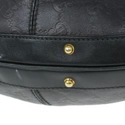 Pre Owned Gucci Black Guccissima Medium Hobo