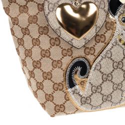 مملوكة مسبقًا Gucci Brown Monogram Guccioli Oliver Embroidery Medium Tote