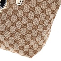مملوكة مسبقًا Gucci Brown Monogram Guccioli Oliver Embroidery Medium Tote