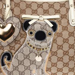 مملوكة مسبقًا Gucci Brown Monogram Guccioli Oliver Embroidery Medium Tote