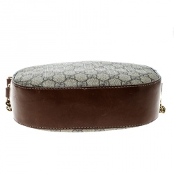 Pre Owned Gucci Beige/Cognac GG Supreme Canvas and Leather Mini Chain Crossbody Bag
