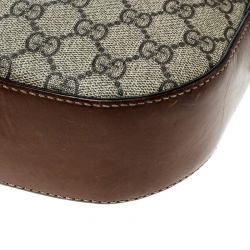 Pre Owned Gucci Beige/Cognac GG Supreme Canvas and Leather Mini Chain Crossbody Bag