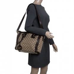 Pre Owned حقيبة غوتشي كانفاس GG بيج/بني بدلاية متوسطة