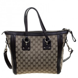 Pre Owned حقيبة غوتشي كانفاس GG بيج/بني بدلاية متوسطة