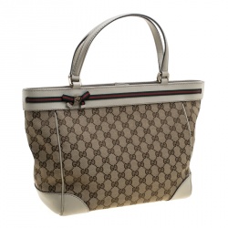 Gucci Beige GG Canvas Mayfair Bow Tote