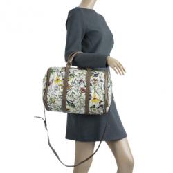 Pre Owned Gucci Floral Print Canvas Boston Bag