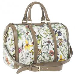 Pre Owned Gucci Floral Print Canvas Boston Bag