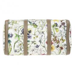 Pre Owned Gucci Floral Print Canvas Boston Bag